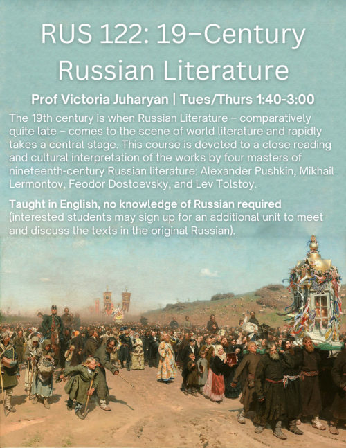 People are pictured in this flyer for Russian 122