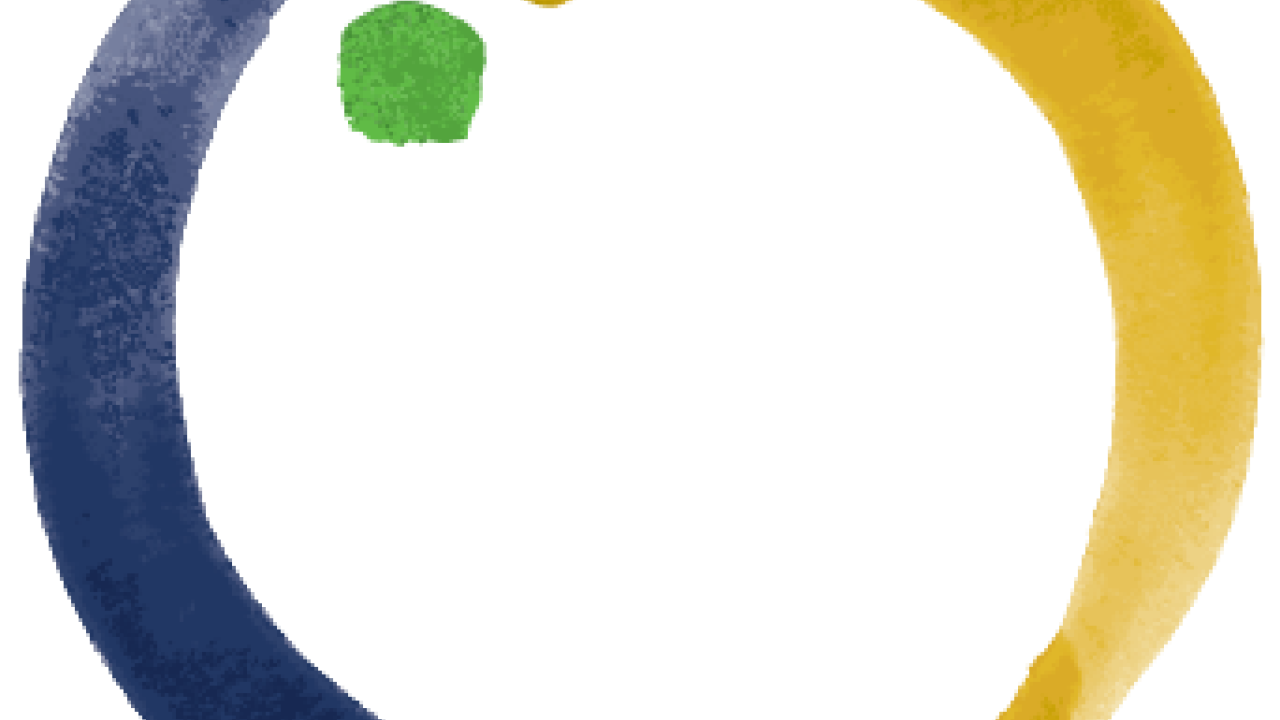 a circle of blue and gold