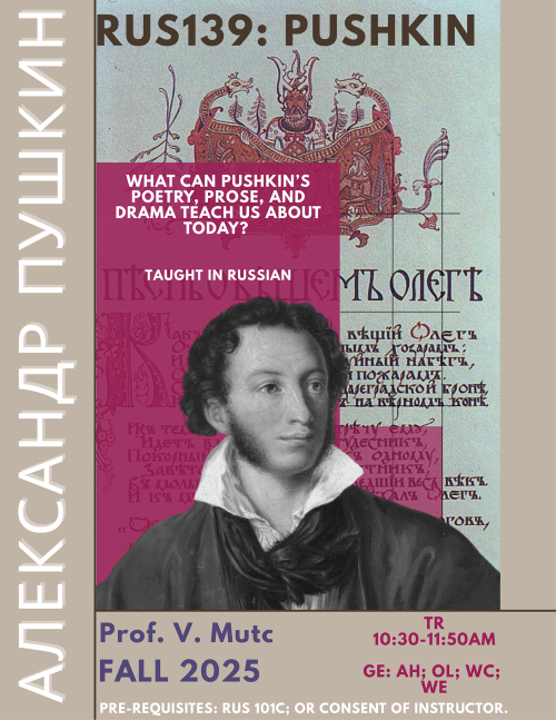A flyer for RUS 139, Pushkin.