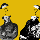 black and white photos of men with questions marks coming out of their heads comedically.