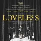 A banner poster for the movie Loveless, with shots of actors in dark woods